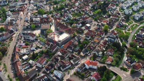 Aerial panoramic view around the old town of Basel  in Switzerland Stock Footage 308791984