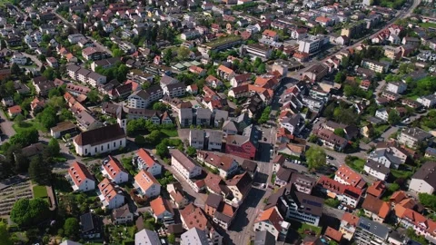 Aerial panoramic view around the old town of Aesch  in Switzerland Vídeo Stock 308803975