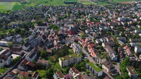 Aerial panoramic view around the old town of Aesch  in Switzerland 库存影片 308803976