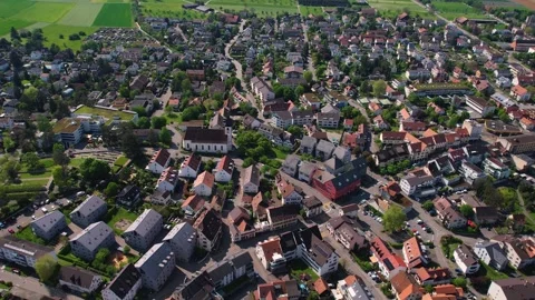 Aerial panoramic view around the old town of Aesch  in Switzerland 库存影片 308804793