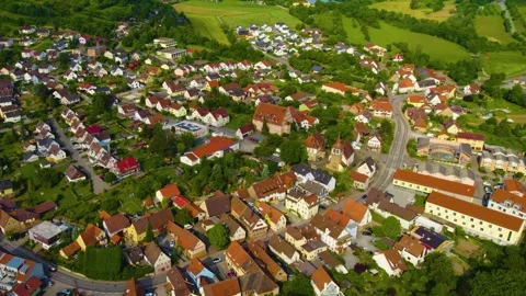  Aerial panoramic view around the old town of the city of Zaberfeld Видео 337266644