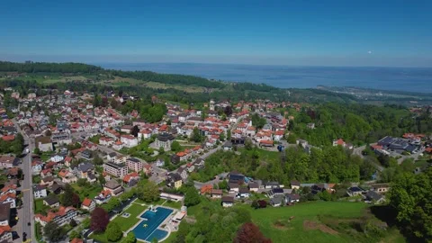 Aerial panoramic view around the town  Heiden  in Switzerland Stock Footage 308447136