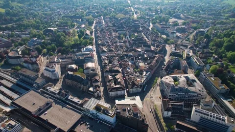 Aerial panoramic view around the town  Winterthur  in Switzerland Видео 308448199
