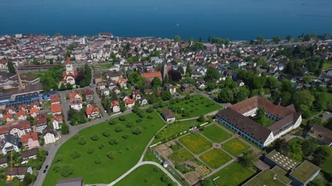 Aerial panoramic view around the town  Rorschach  in Switzerland 库存影片 308470480