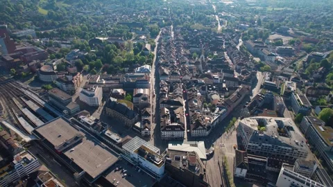 Aerial panoramic view around the town  Winterthur  in Switzerland Vídeo Stock 308471096