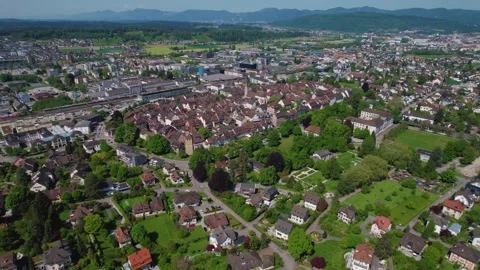 Aerial panoramic view around the town  Zofingen  in Switzerland Vídeos de archivo 308534153