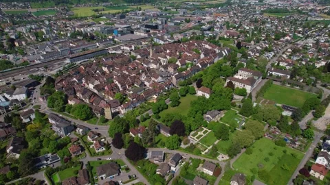 Aerial panoramic view around the town  Zofingen  in Switzerland 库存影片 308534580