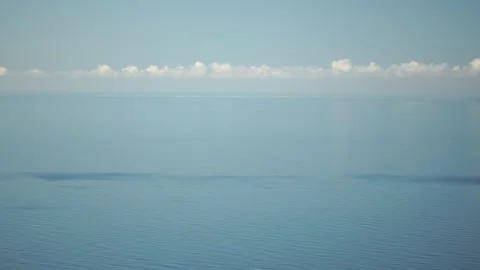 Aerial panoramic view of beautiful sunset above sea. Beautiful seascape. Sun Stock Footage 247695536