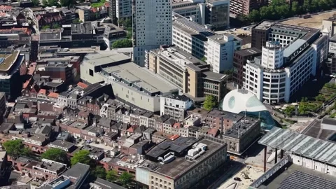 An aerial panoramic view beside the old town of the city Eindhoven 库存影片 336864490
