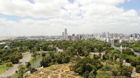 Aerial panoramic view of Bosques de Palermo in Buenos Aires, Argentina. Drone Stock Footage 126570589