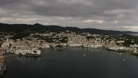Aerial panoramic view on Cadaques town, Spain 库存影片 139498366