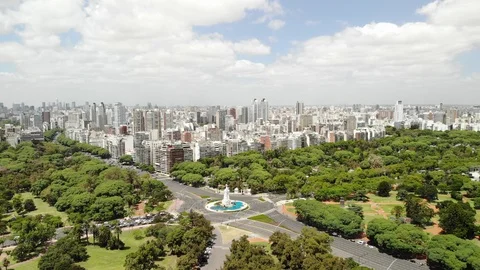 Aerial panoramic view of the City of Buenos Aires. Drone flying over Bosques de Stock Footage 126505420