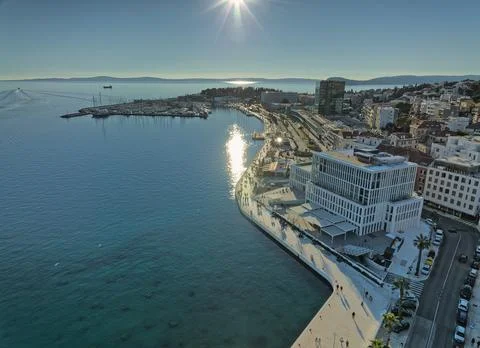 Aerial panoramic view of city Split Croatia Stock Photos