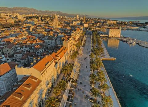 Aerial panoramic view of city Split Croatia Stock Photos