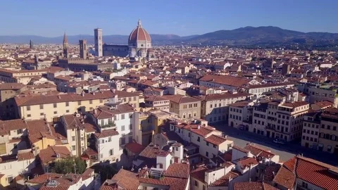 Aerial panoramic view of cityscape in Florence, Italy. Old city. Stock Footage 80470989
