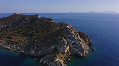 Aerial Panoramic View Of Cliff With Lighthouse Knidos, Turkey Stock Footage 168284941