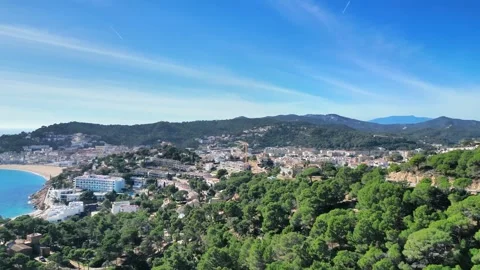 Aerial panoramic view from drone of Mediterranean coastline, 4K Stock Footage 266937357