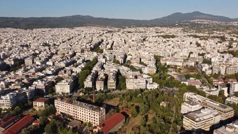 Aerial panoramic view of Eastern side of Thessaloniki city, Greece Video stock 158503462