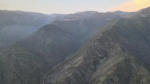 Aerial panoramic view of Elbrus region mountains Stock Footage 337023062