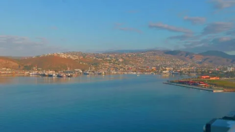 Aerial panoramic view of Ensenada city bay and port harbor Stockbeeldmateriaal 337617614