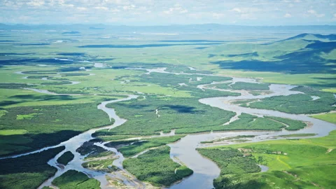 Aerial Panoramic View of the First Bend of Yellow River in Ruoergai Wetland 스톡 동영상 346966014