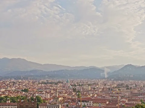 Aerial panoramic view of Florence at sunset, Italy Stock Footage 75821679