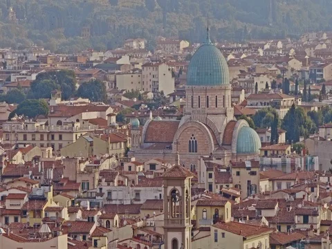 Aerial panoramic view of Florence at sunset, Italy Stock Footage 75821720