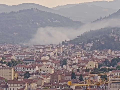 Aerial panoramic view of Florence at sunset, Italy Video stock 75821774
