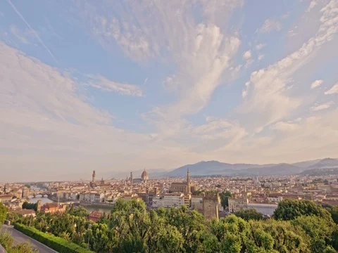Aerial panoramic view of Florence at sunset, Italy Stock Footage 75821831