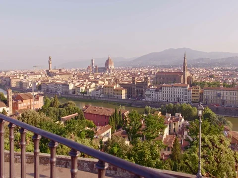 Aerial panoramic view of Florence at sunset, Italy Stock Footage 75822323