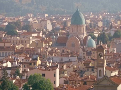 Aerial panoramic view of Florence at sunset, Italy Stock Footage 75822648