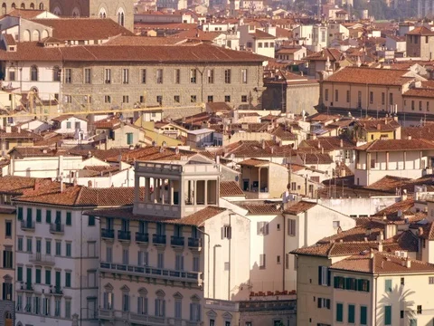 Aerial panoramic view of Florence at sunset, Italy Stock Footage 75822790
