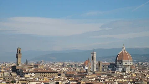 Aerial panoramic view of Florence at sunset, Italy Stock Footage 76854826