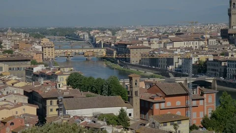 Aerial panoramic view of Florence at sunset, Italy Stock Footage 76854924