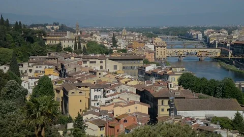 Aerial panoramic view of Florence at sunset, Italy Video stock 76855044