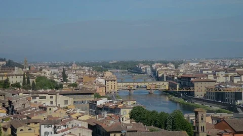 Aerial panoramic view of Florence at sunset, Italy Stock Footage 76855196