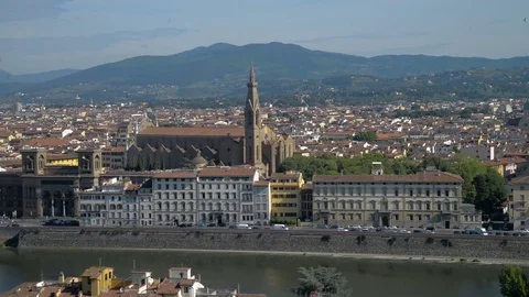 Aerial panoramic view of Florence at sunset, Italy Stock Footage 76855773