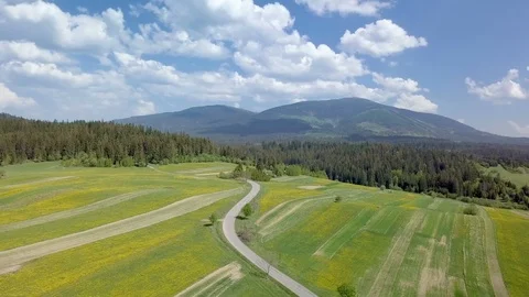 Aerial panoramic view of fresh spring landscape Stock Footage 89398034