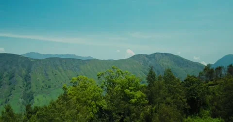 Aerial panoramic view of green mountain landscape in indonesia 動画素材 332033679