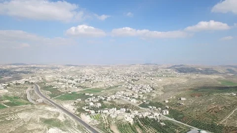Aerial panoramic view of Herodium and surroundings. Israel. DJI-0143-05 Stock Footage 123737531