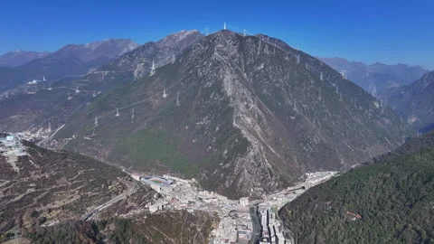 Aerial panoramic view of Kangding city in Western Sichuan Stock Footage 332587370