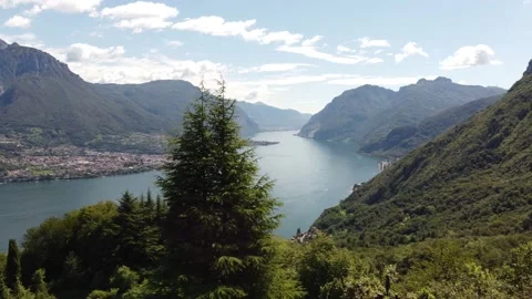 Aerial panoramic view of Lake Como Stock Footage 160164634