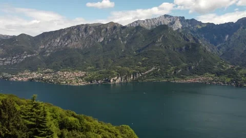 Aerial panoramic view of Lake Como Stock Footage 160214636