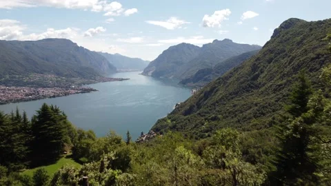 Aerial panoramic view of Lake Como Stock Footage 160599873