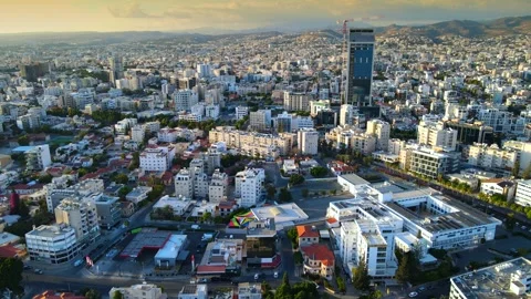 Aerial panoramic view of Limassol, Cyprus, highlighting the modern skyline. Stock Footage 320816157