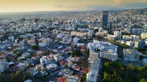 Aerial panoramic view of Limassol, Cyprus, highlighting the modern skyline. Stock Footage 320816176