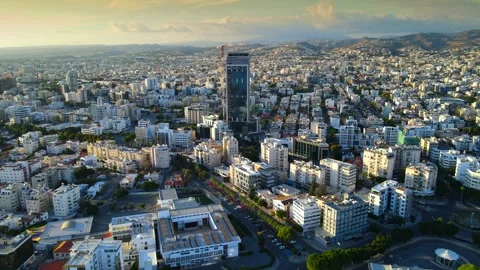 Aerial panoramic view of Limassol, Cyprus, highlighting the modern skyline. Stock Footage 320816295