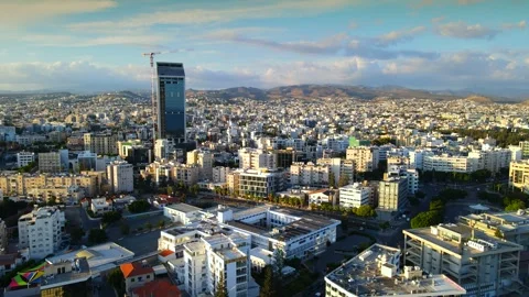 Aerial panoramic view of Limassol, Cyprus, highlighting the modern skyline. Stock Footage 320816546