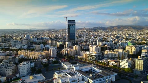 Aerial panoramic view of Limassol, Cyprus, highlighting the modern skyline. Stock Footage 320816564