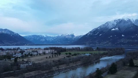 Aerial Panoramic View of Losone Stock Footage 147120830